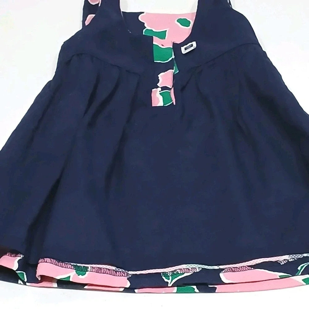 Janie and Jack Floral Seersucker Dress‎ 2T Navy Pink Coastal Preppy Sleeveless